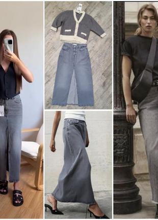 Нова трендова джинсова спідниця міді  від zara. дуже стильна