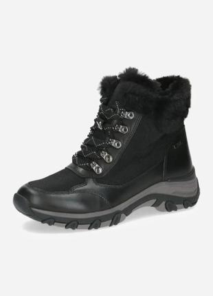 Кожаные спортивные женские черные зимние ботинки caprice tex 37-38 размер