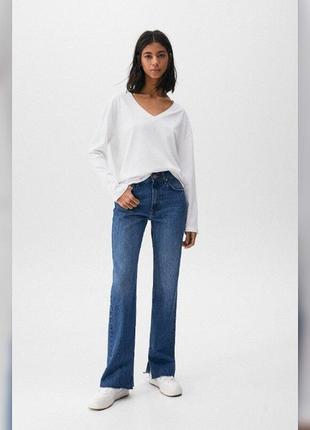 Джинси прямі з високою посадкою pullandbear denim jeans