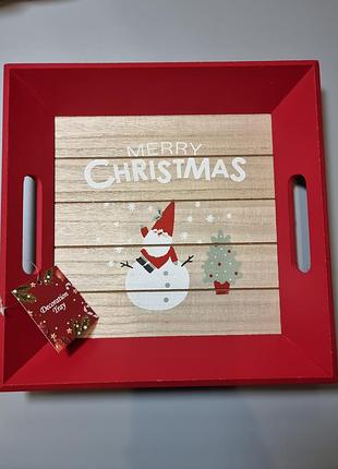 Піднос merry christmas, таця новорічна