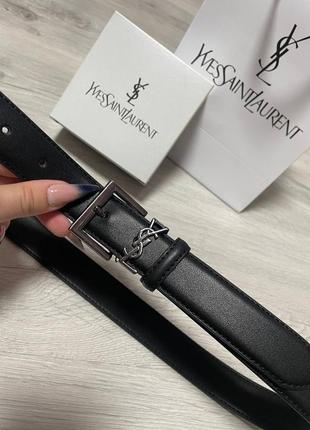 Набор ремень кожа 3см + коробка, ремень женский из кожи, ремень черный кожаный прошитый пояс в стиле юсл ивселеран yves saint laurent ysl