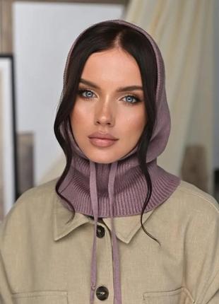 В'язаний капюшон темна пудра підлітковий, жіночий
