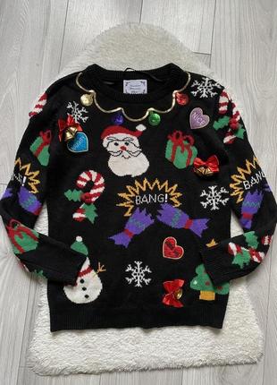 Свитер новогодний вязаная кофта с колокольчиками