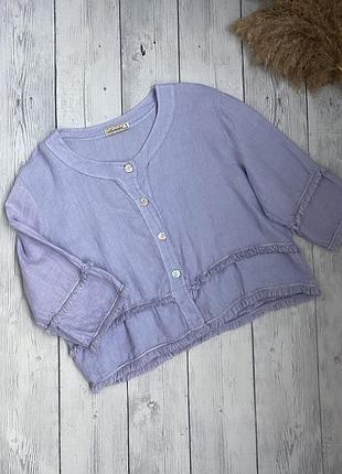 Лавандова жіноча сорочка 100% льон від ellamoda m (38)10