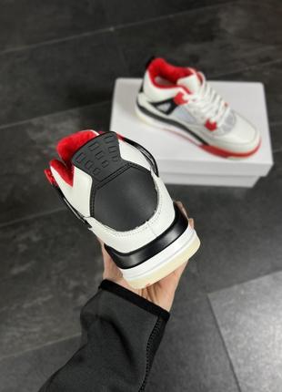 Кроссовки nike air jordan retro 4 fur white/red/black ❄️ — цена