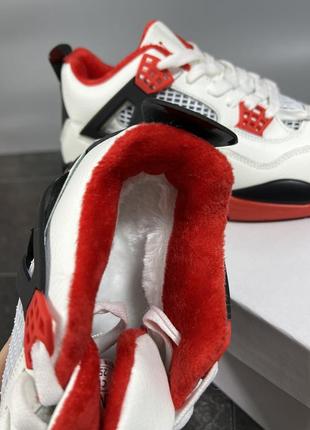 Кроссовки nike air jordan retro 4 fur white/red/black ❄️ — цена