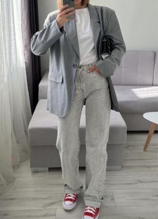 Джинсы серые прямые wide leg mango kaia - 38