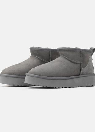 Женские угги Ugg Brixbee Set grey ультра мини серого цвета платформа5 фото