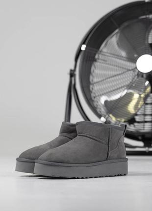 Женские угги ugg ultra mini platform mens ультра мини серого цвета платформа