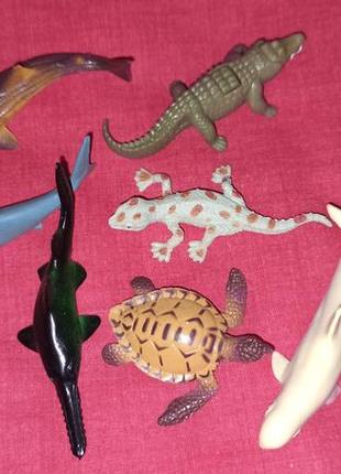 Набор морских животных рыба крокодил акула кит фигурка игрушка