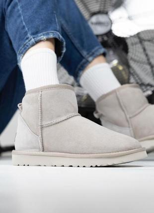 Женские угги ugg classic mini grey мини серого цвета