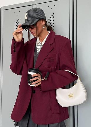 Пиджак жакет бордо марсала объемный