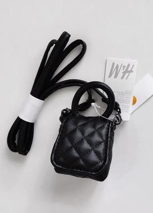 Брендовая мини сумочка стеганая на плечо брелок кошелек — h&m оригинал