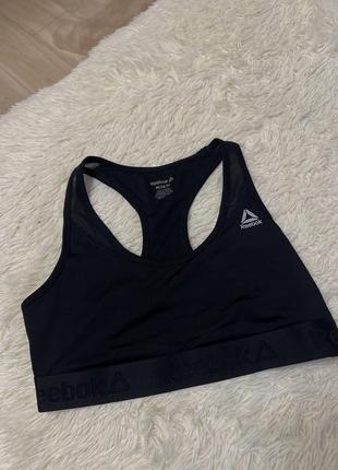 Топ бра лиф спортивный reebok Sport женский черный с логотипом бренд оригинал