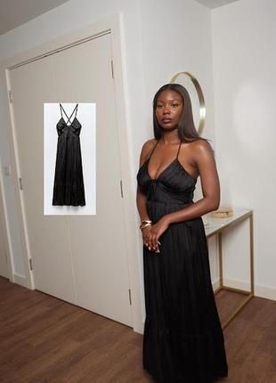 Zara сукня атласна чорна с, zara черное платье с, zara платье в бельевом стиле с