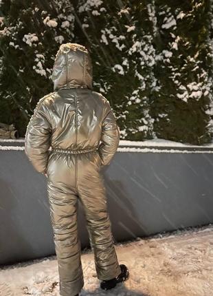 Суцільний зимовий комбінезон на флісі до -30 морозу з капюшоном та резинкою ззаду8 фото