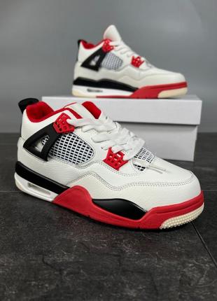 Nike air jordan retro 4 fur white/red/black — цена 2850 грн в