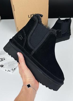 Ugg черные угги угги женские замшевые на платформе зимние с мехом отличное качество отличное качество