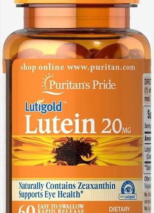 Лютеин с зеаксантином puritan's pride lutein 20 мг для улучшения зрения 60 желатиновых капсул