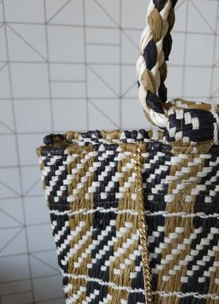 Стильна жіноча плетена сумка zara оригінал, плетена сумка з рафії, літня сумка zara, сумка бохо4 фото
