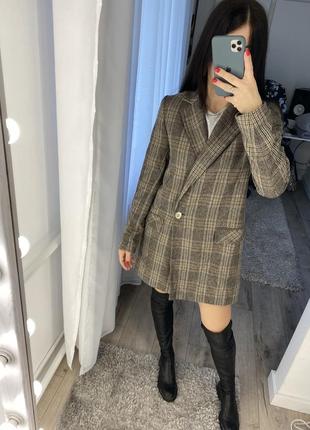 Шерстяной удлиненный жакет пиджак zara