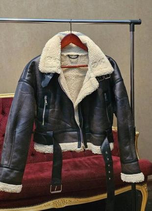 Дублянка шоколад коротка на хутрі