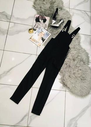 Чёрный джинсовый комбинезон скинни h&m s