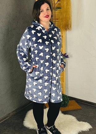 Теплий махровий жіночий халат р46-58