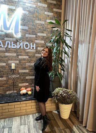 Платье миди черное