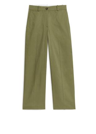 Штани брюки arket wide cotton twill trousers olive