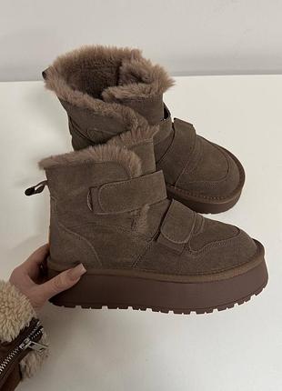 Угги на липучках капучино