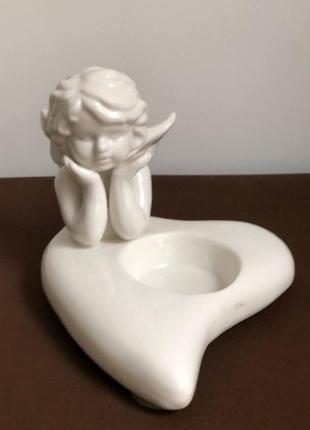 Свечанок фарфоровый, украшен ангелом. ничевичка
