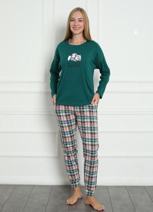 Жіночий комплект зі штанами в клітинку - сплячі пінгвіни - offizielles schlafshirt