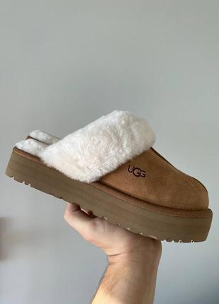 Уги угі угги уггі ugg disquette slippers platform chestnut (premium)