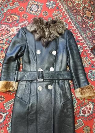 Кожаное пальто на меху