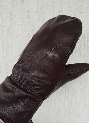 Зимние женские перчатки кожаные женские варежки зимние варежки с кожушкой2 фото