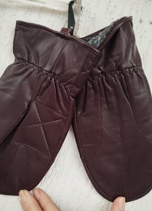 Зимние женские перчатки кожаные женские варежки зимние варежки с кожушкой8 фото