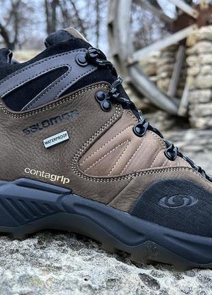 Спортивные кожаные ботинки, кроссовки термо salomon contagrip coyote gtx