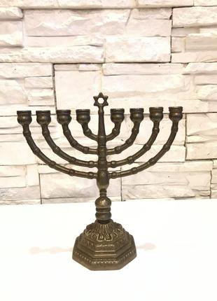 Минора ханукальная винтажная бронза латунь.