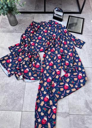 Рождественская пижама тройка🌲себе или на подарок к нр, резьбовая, на мыколайчике