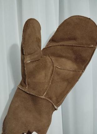 Зимние варежки натуральная кожа замша с мехом теплые зимние варежки унисекс варежки...