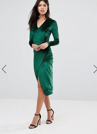 Сукня оксамитова міді на запах смарагдового кольору club l р. s