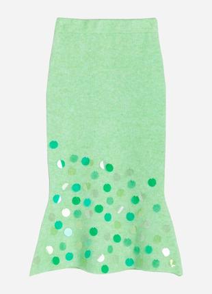 Тепла спідниця, спідниця з вовни, спідниця з паєтками, зелена спідниця