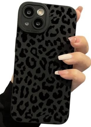 Чехол черный леопард на iphone разных моделей