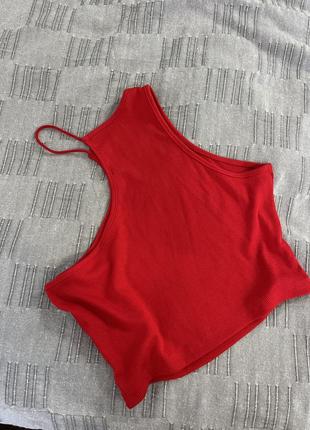 Червоний топ в рубчик shein