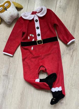 Бодік велюровий новорічний 9-12 місяців 🎅