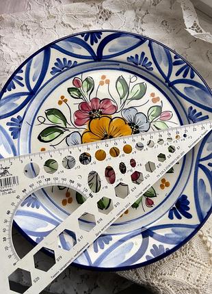 Большое фарфоровое блюдо с ручной росписью винтаж испания настенная тарелка