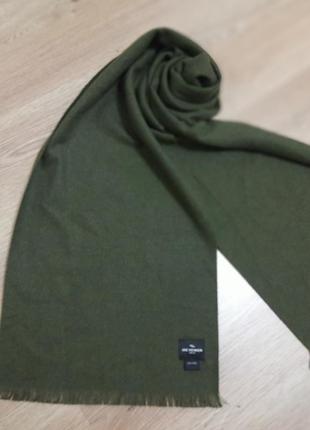 Шикарный нежный мягкий шерстяной шарф милитари хаки jac hensen