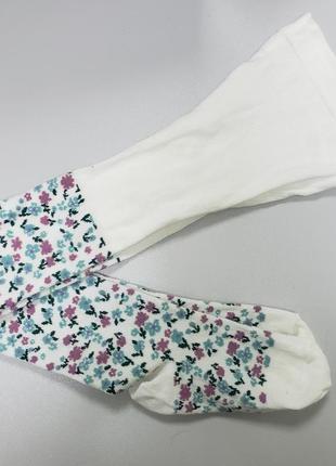 Tu бавовняні колготки дівчинці 5-6 л 110-116 см білі квітковий принт нові