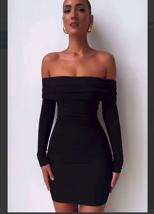 🔸сукня з відкритими плечима 💬трендова сукня з підворотом💔 натуральна еластична тканина.